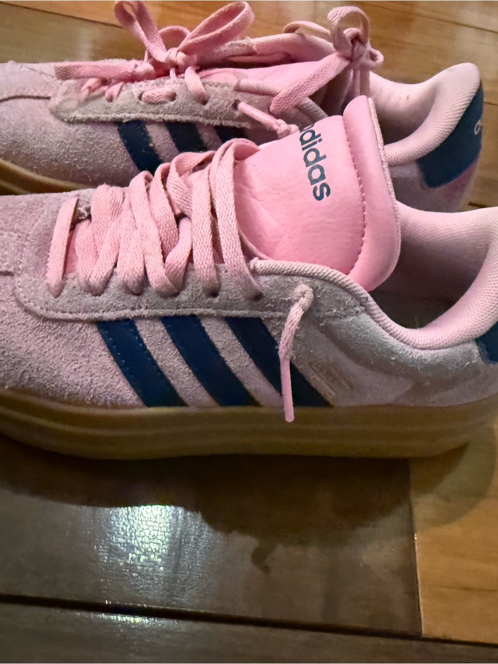 adidas Pink Suede Sneakers with Navy Stripes size 6